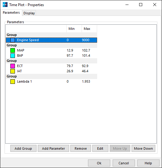 Time plot setup window