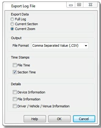 Export Log Data Options Form