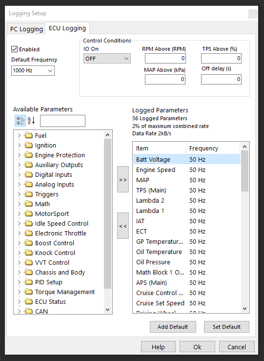 ECU Logging Setup