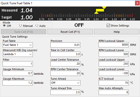 Quick Tune - Show Settings