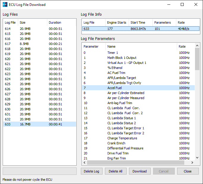 ECU Log Download Form