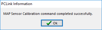 MAP Calibration Success Window