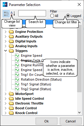 Select Parameter Window