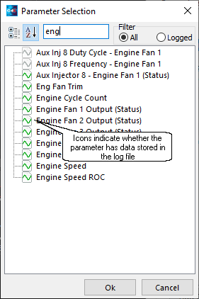 Select Parameter Window - Logged Search